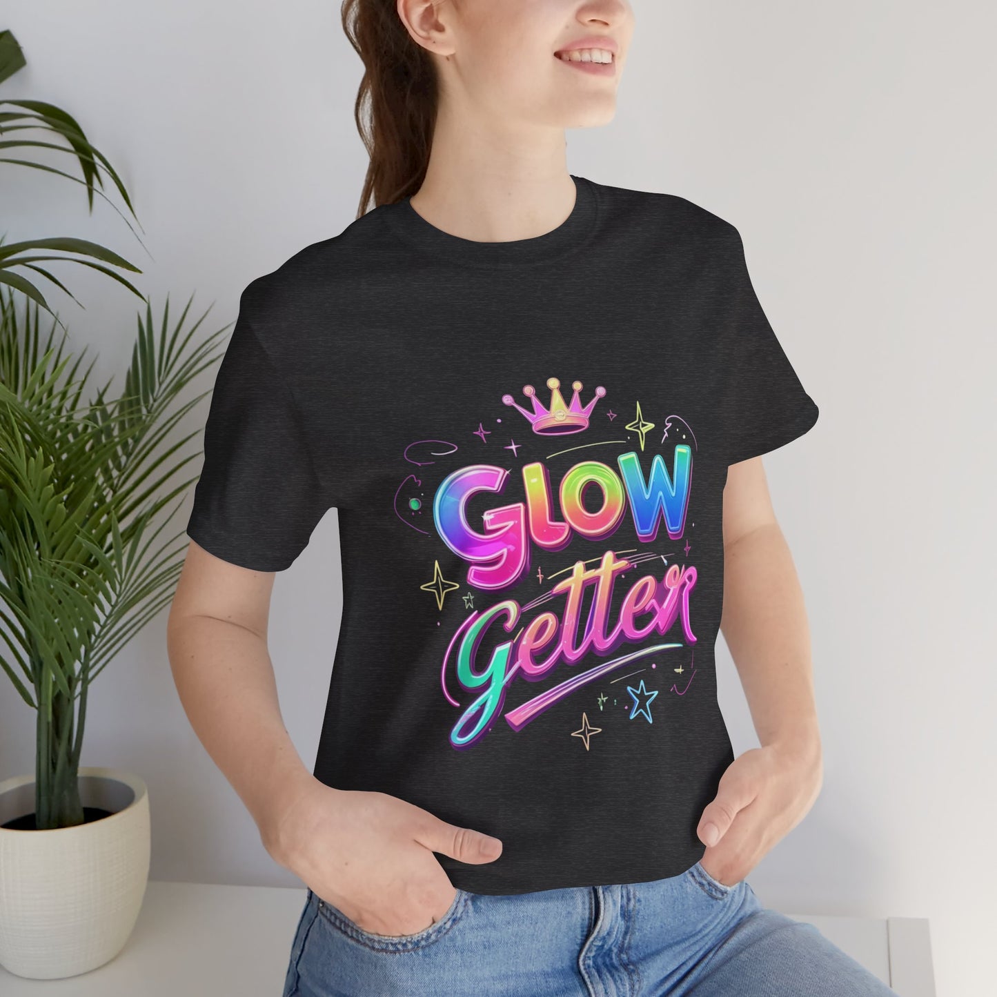 Glow Getter T‑Shirt — Colorful Motivational Tee with Crown