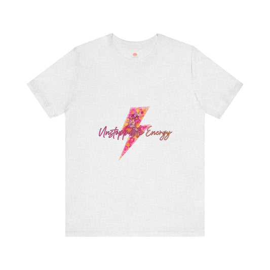 Vintage Floral Lightning Tee — "Unstoppable Energy" Graphic T-Shirt
