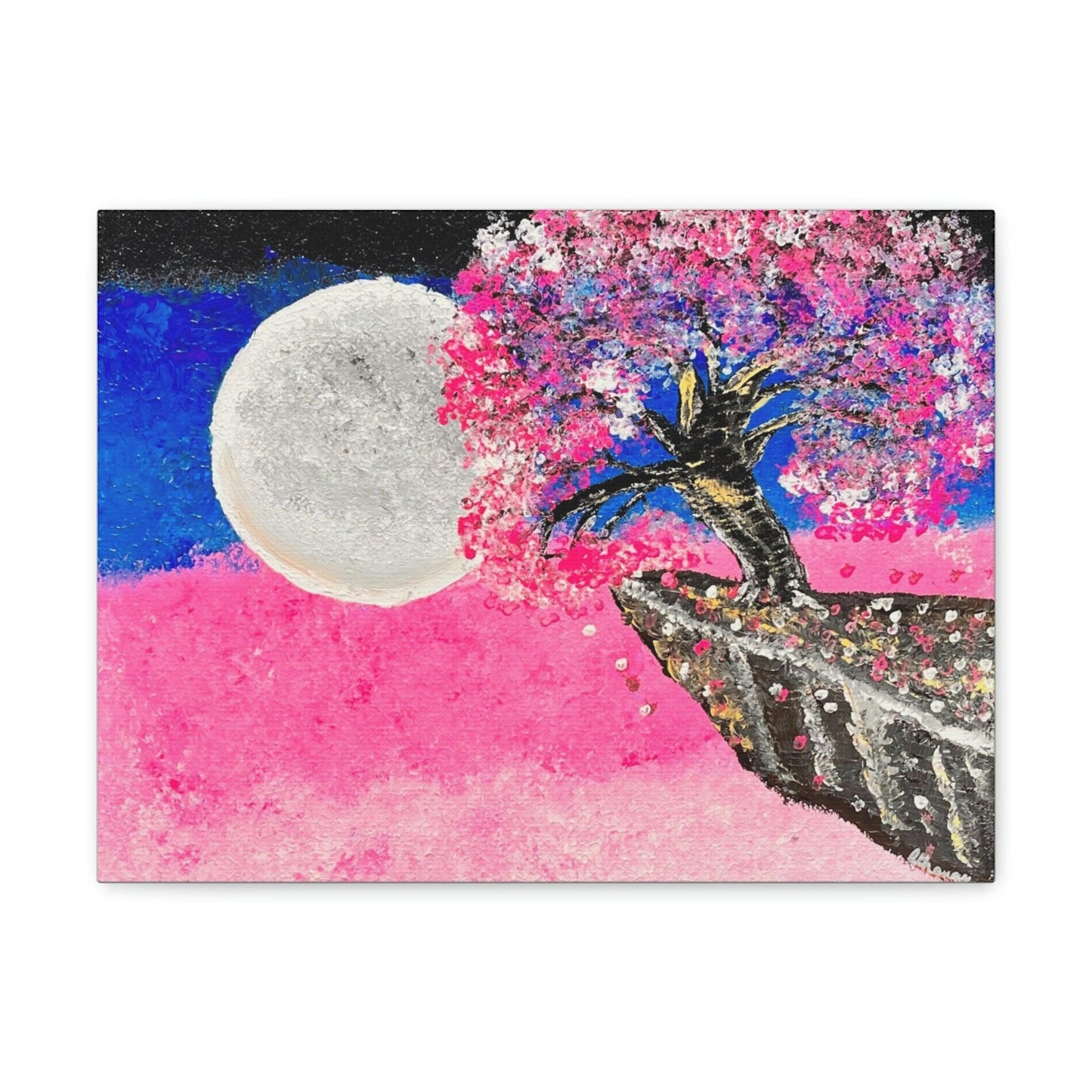 Talking to the Moon - Professional Art Print of Original Acrylic Waterfall Painting by Athanay Edward