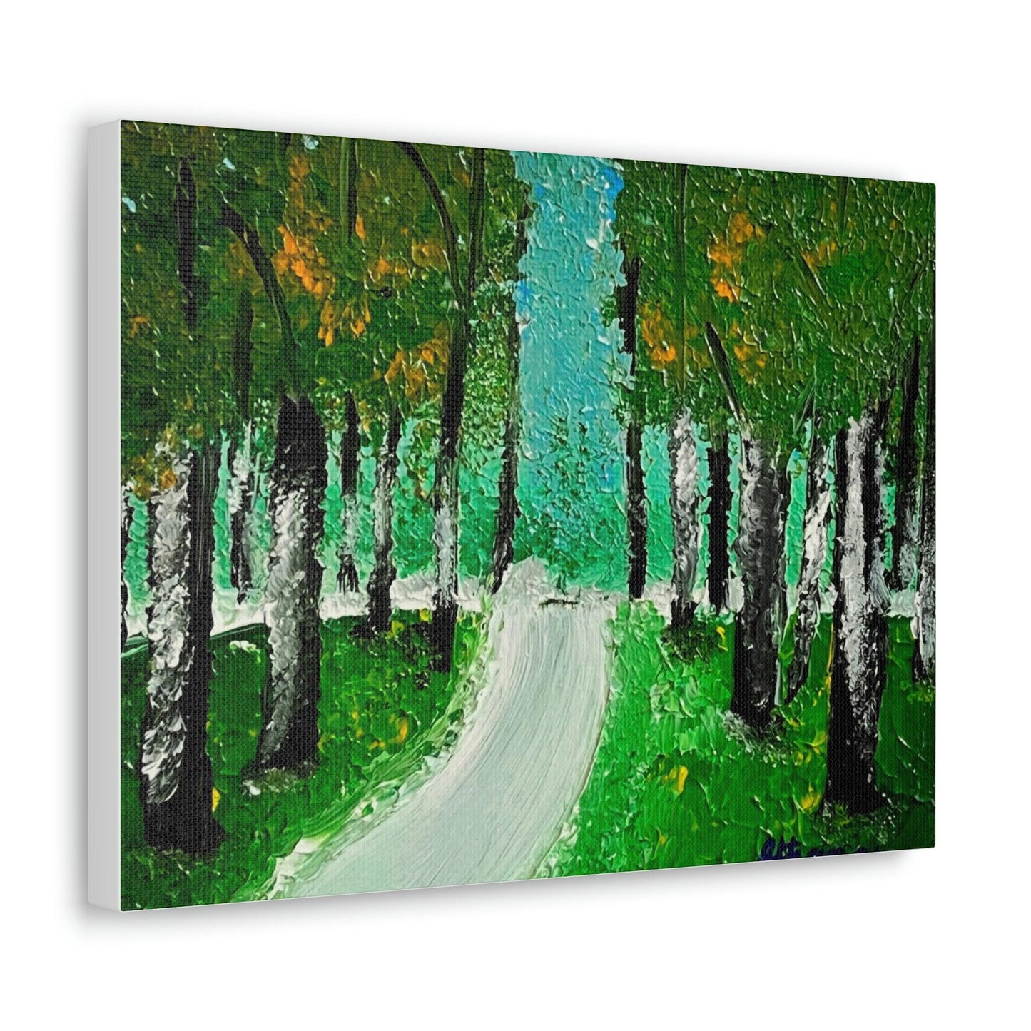 Twilight Tree Lined Road - High-Quality Canvas Gallery Wrap by Artist Athanay Edward