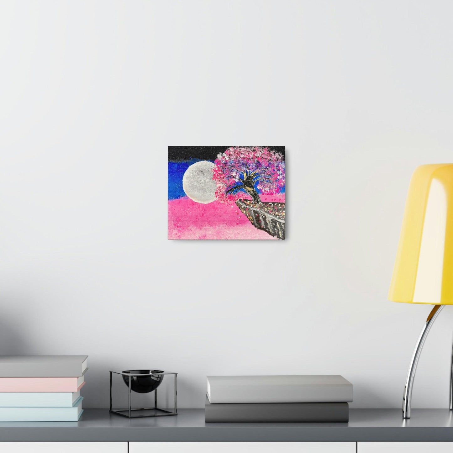 Talking to the Moon - Professional Art Print of Original Acrylic Waterfall Painting by Athanay Edward