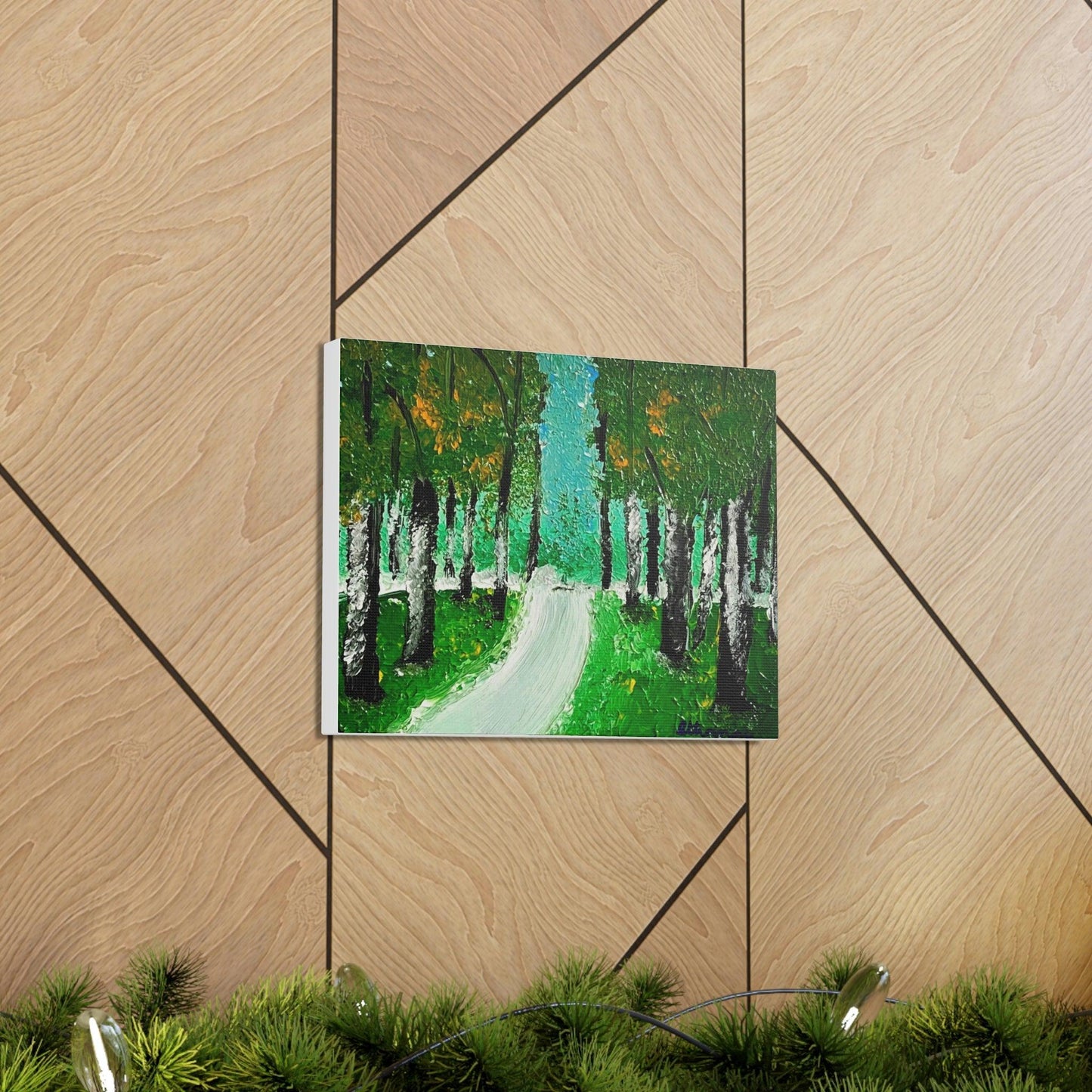Twilight Tree Lined Road - High-Quality Canvas Gallery Wrap by Artist Athanay Edward