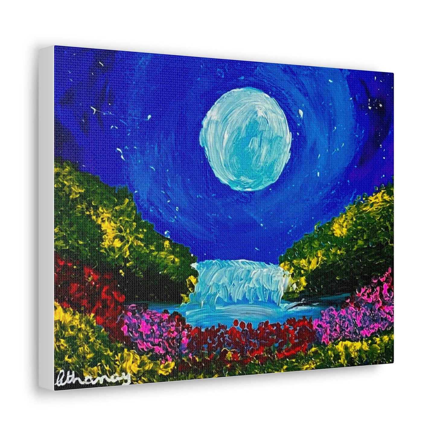 Blue Moon Waterfall - Premium Canvas Art Print by Athanay Edward