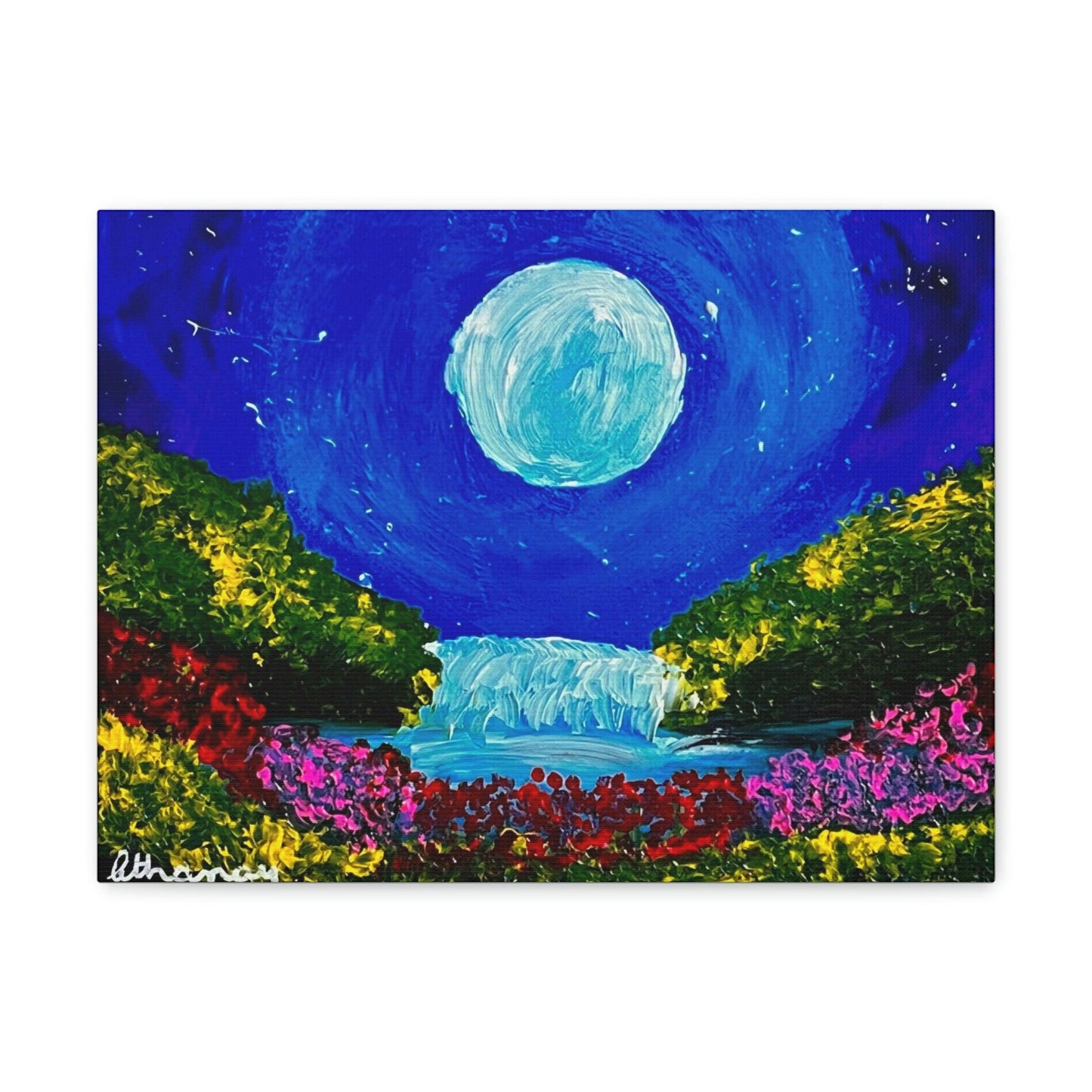 Blue Moon Waterfall - Premium Canvas Art Print by Athanay Edward