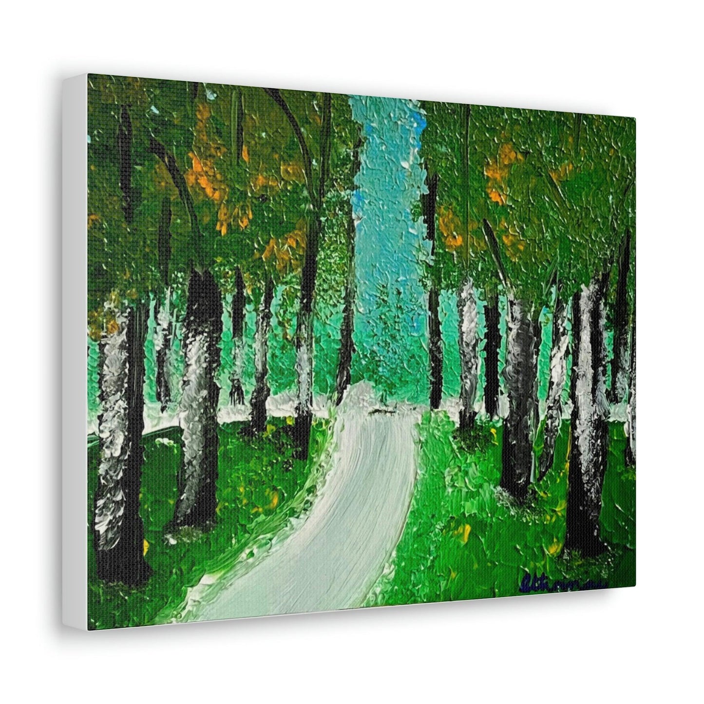 Twilight Tree Lined Road - High-Quality Canvas Gallery Wrap by Artist Athanay Edward