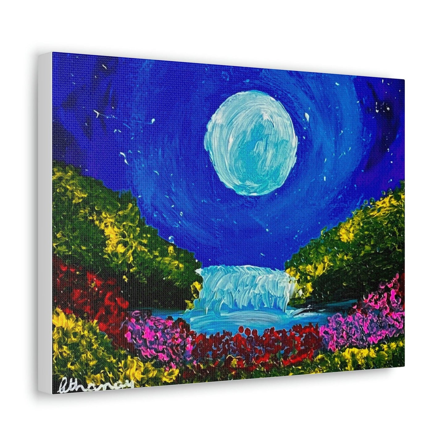 Blue Moon Waterfall - Premium Canvas Art Print by Athanay Edward