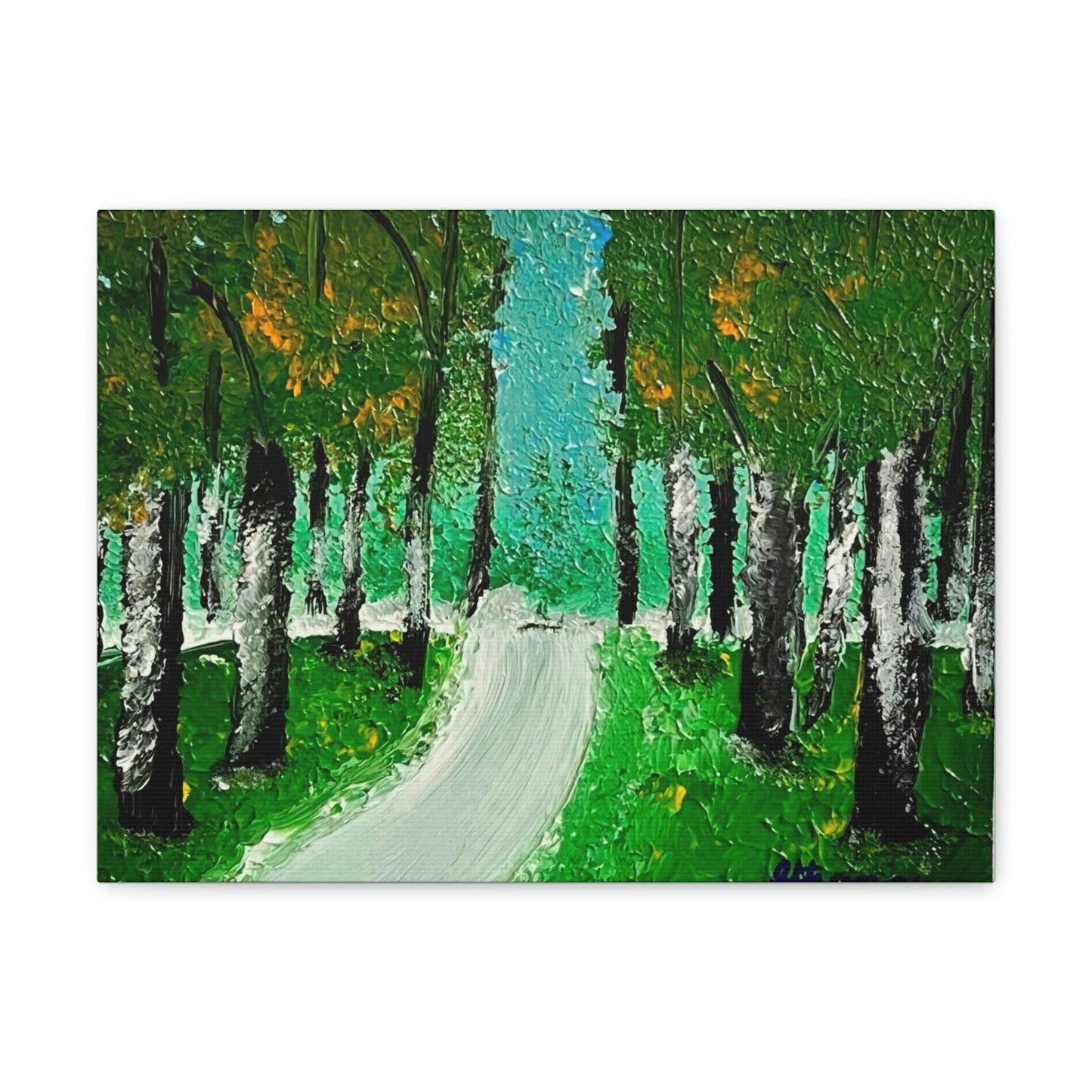 Twilight Tree Lined Road - High-Quality Canvas Gallery Wrap by Artist Athanay Edward