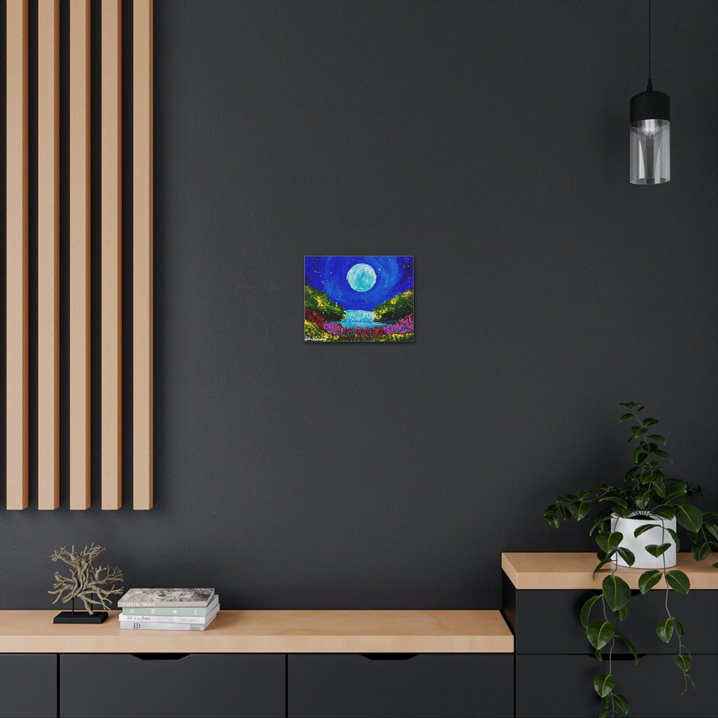 Blue Moon Waterfall - Premium Canvas Art Print by Athanay Edward