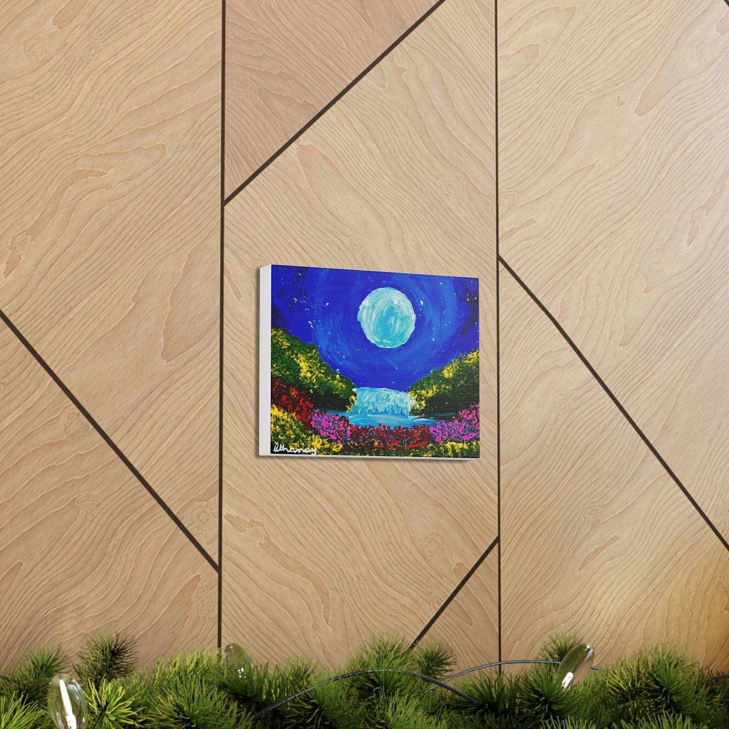Blue Moon Waterfall - Premium Canvas Art Print by Athanay Edward