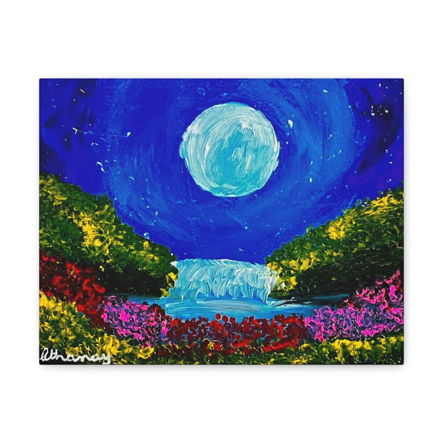 Blue Moon Waterfall - Premium Canvas Art Print by Athanay Edward