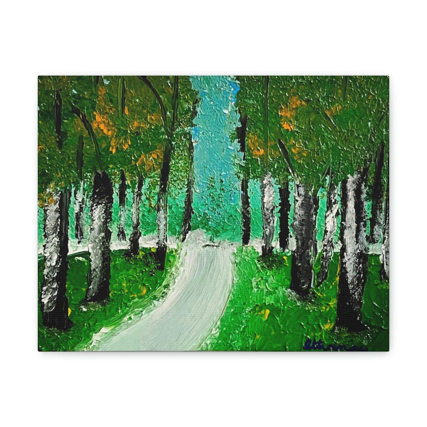 Twilight Tree Lined Road - High-Quality Canvas Gallery Wrap by Artist Athanay Edward