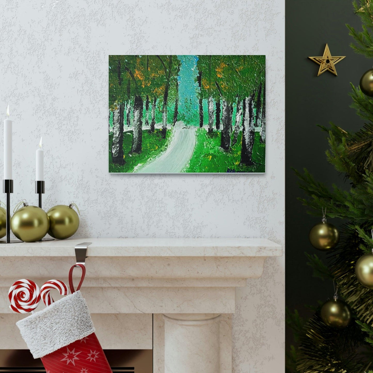 Twilight Tree Lined Road - High-Quality Canvas Gallery Wrap by Artist Athanay Edward