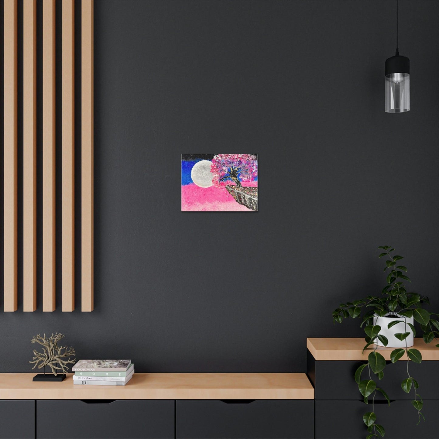 Talking to the Moon - Professional Art Print of Original Acrylic Waterfall Painting by Athanay Edward