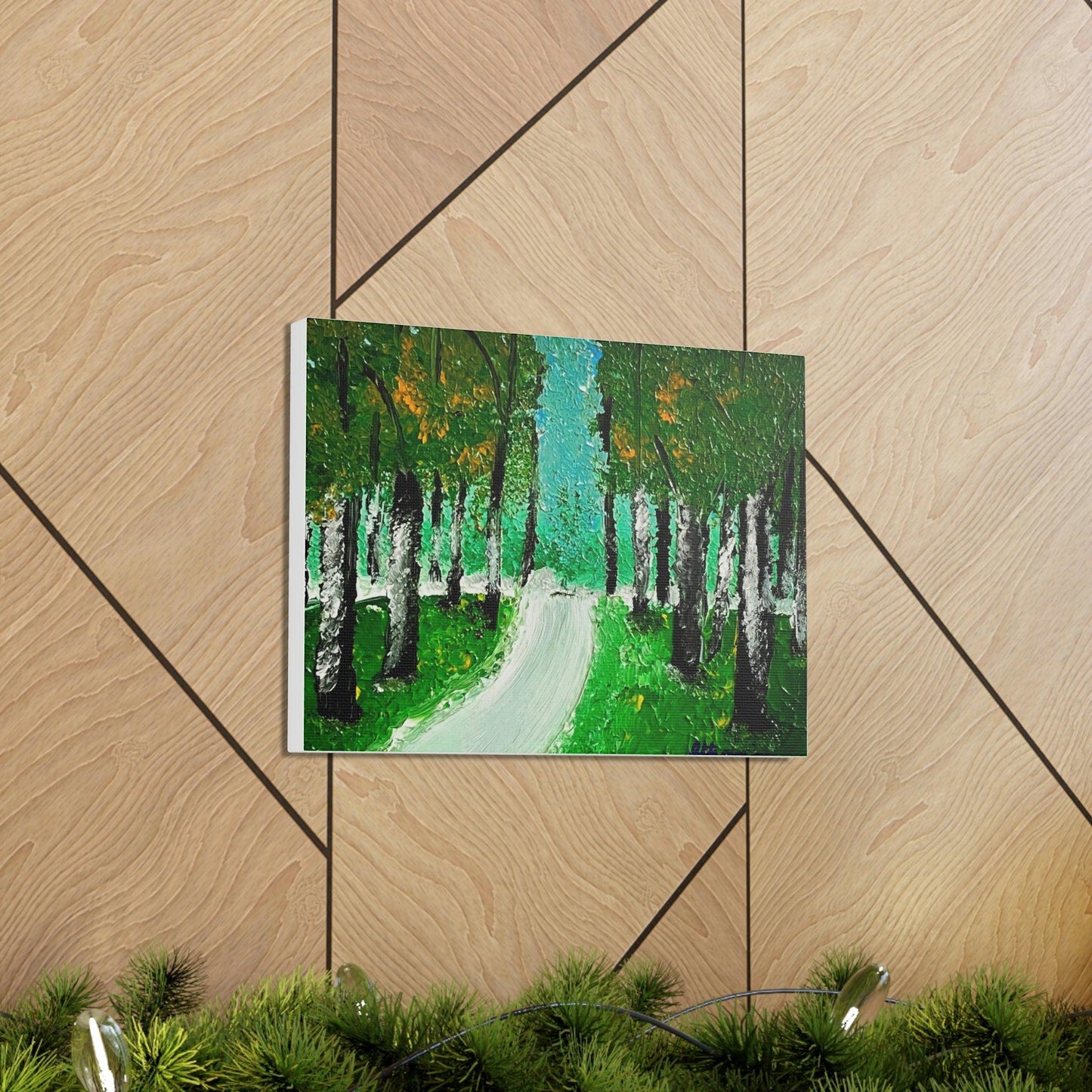 Twilight Tree Lined Road - High-Quality Canvas Gallery Wrap by Artist Athanay Edward