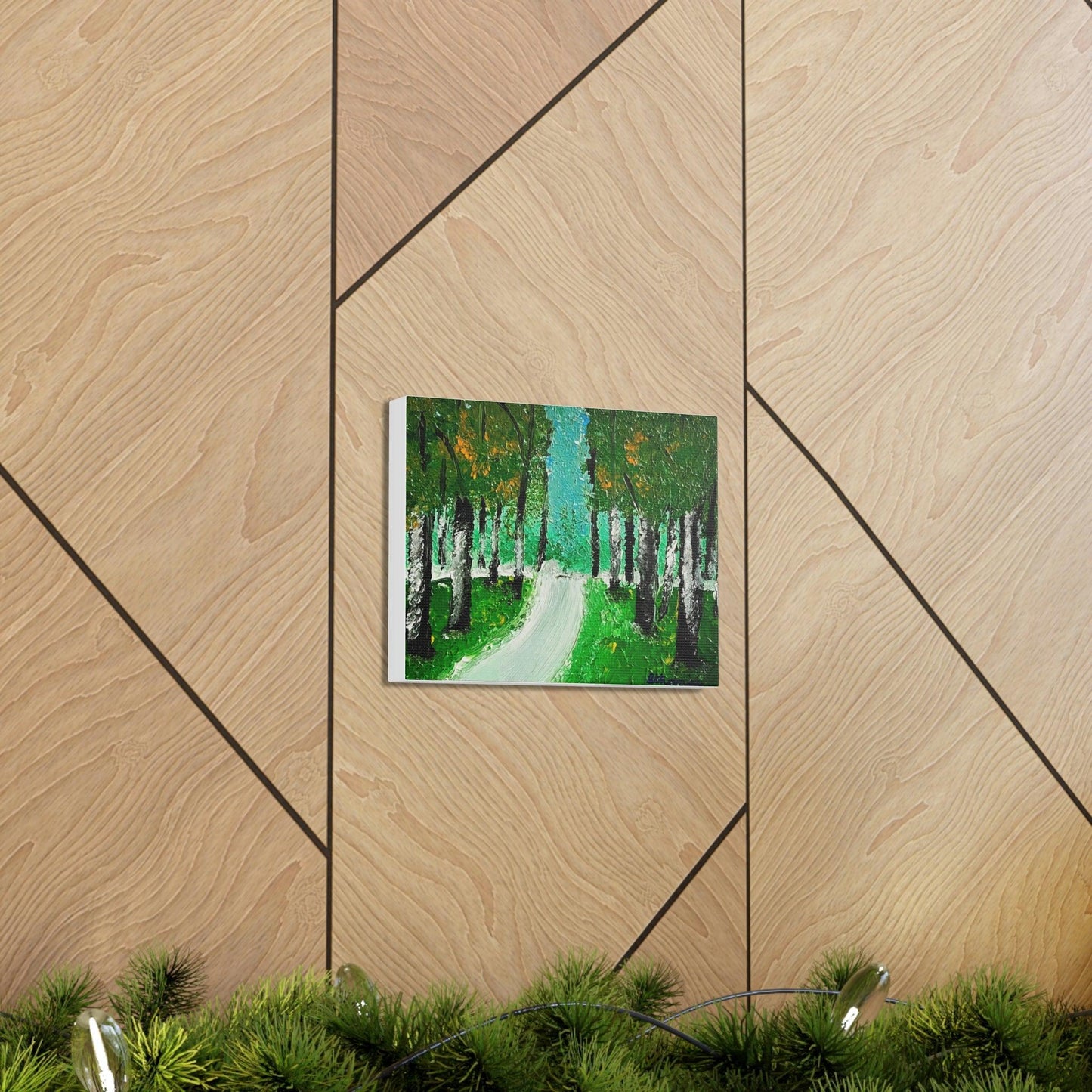 Twilight Tree Lined Road - High-Quality Canvas Gallery Wrap by Artist Athanay Edward