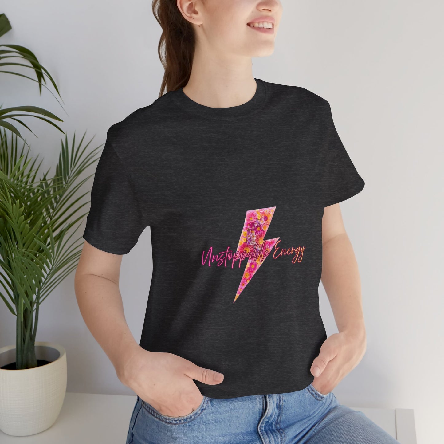 Vintage Floral Lightning Tee — "Unstoppable Energy" Graphic T-Shirt