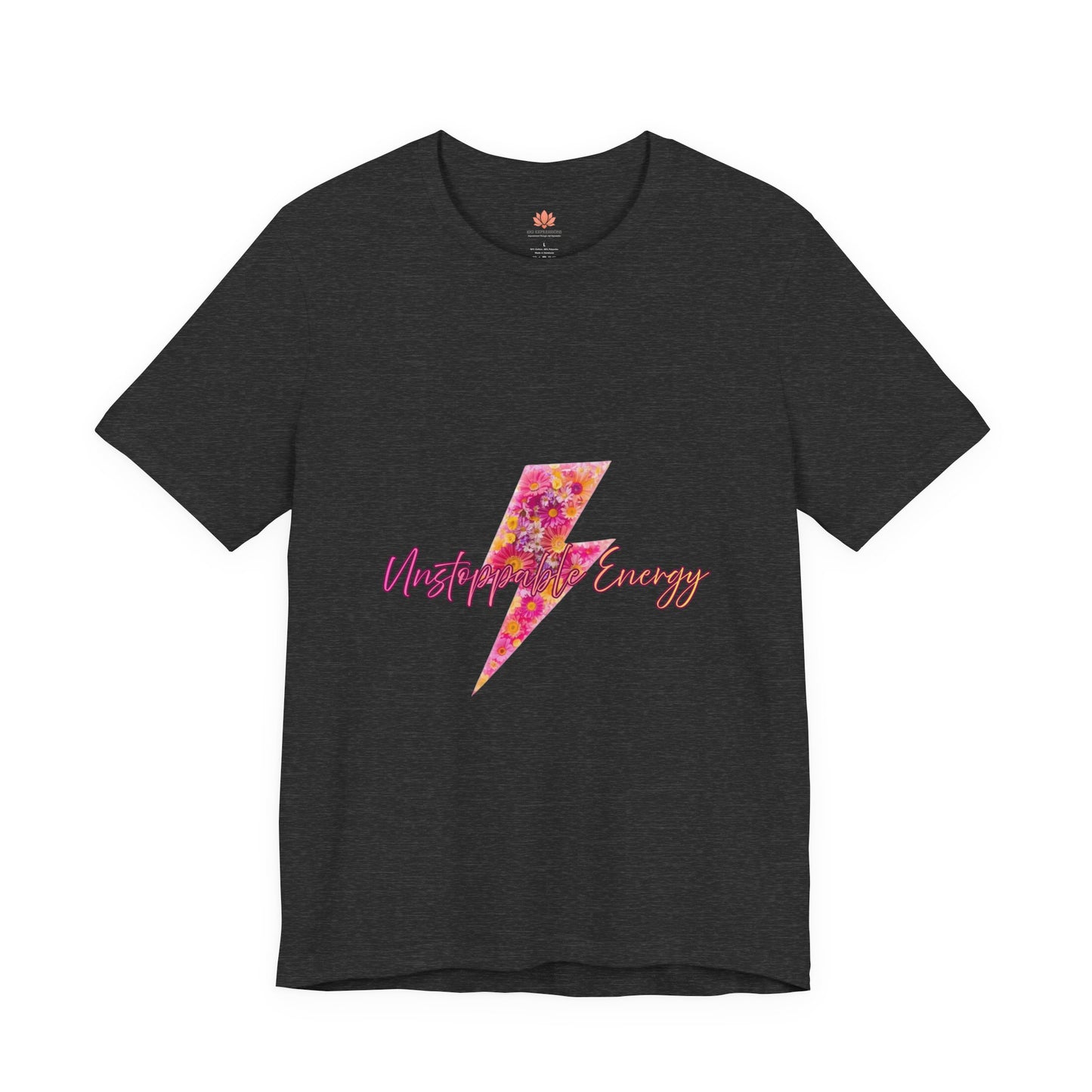 Vintage Floral Lightning Tee — "Unstoppable Energy" Graphic T-Shirt