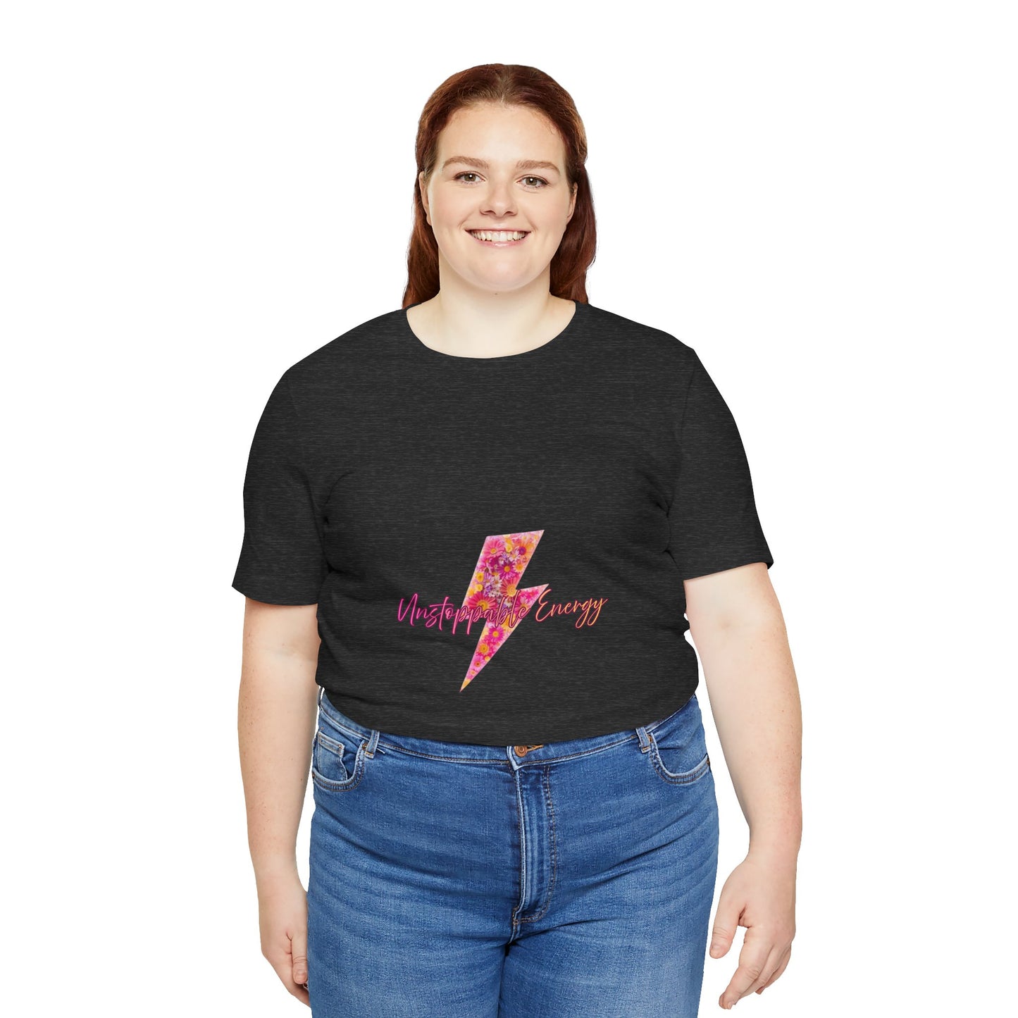 Vintage Floral Lightning Tee — "Unstoppable Energy" Graphic T-Shirt