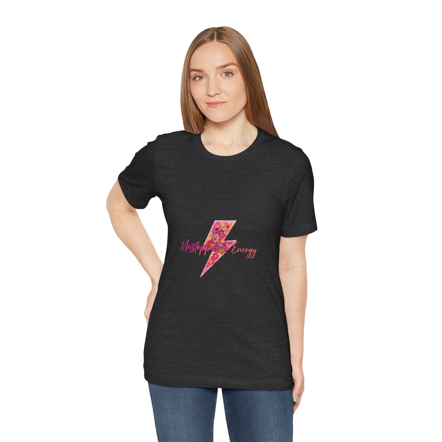 Vintage Floral Lightning Tee — "Unstoppable Energy" Graphic T-Shirt
