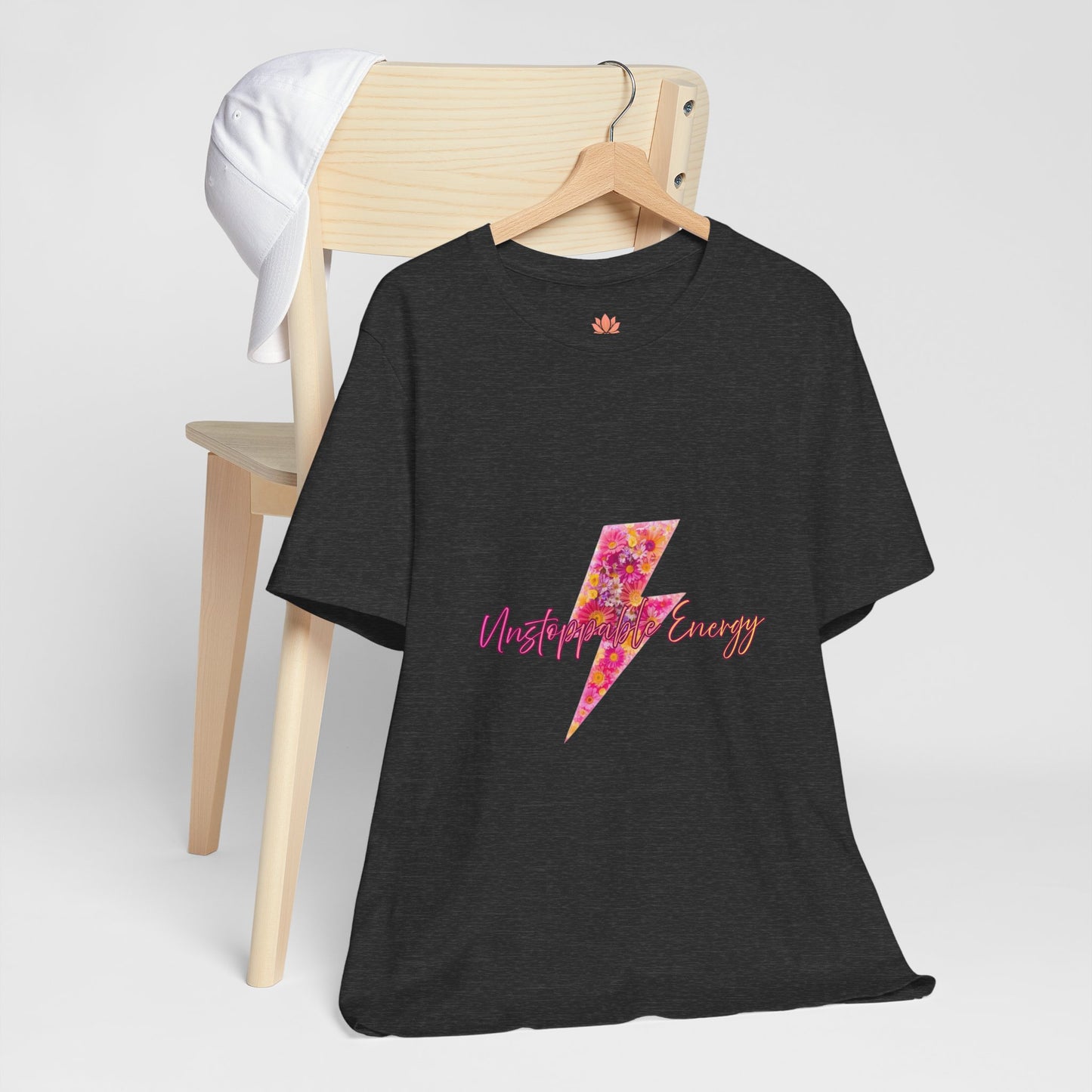 Vintage Floral Lightning Tee — "Unstoppable Energy" Graphic T-Shirt