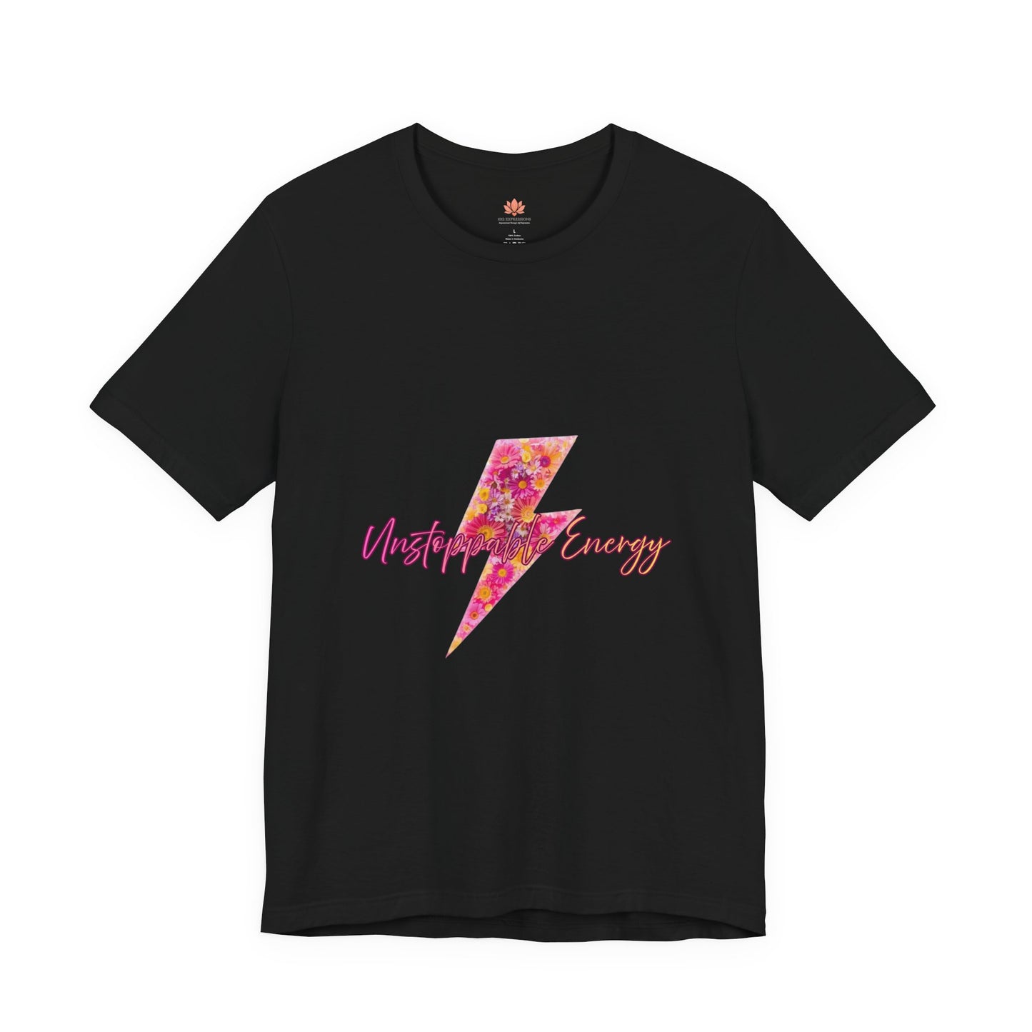 Vintage Floral Lightning Tee — "Unstoppable Energy" Graphic T-Shirt