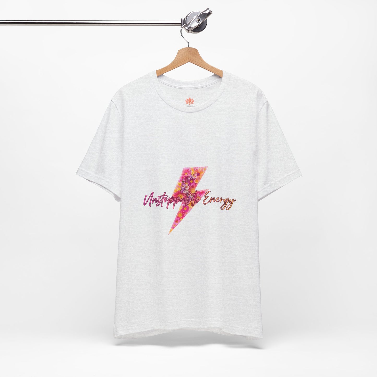 Vintage Floral Lightning Tee — "Unstoppable Energy" Graphic T-Shirt