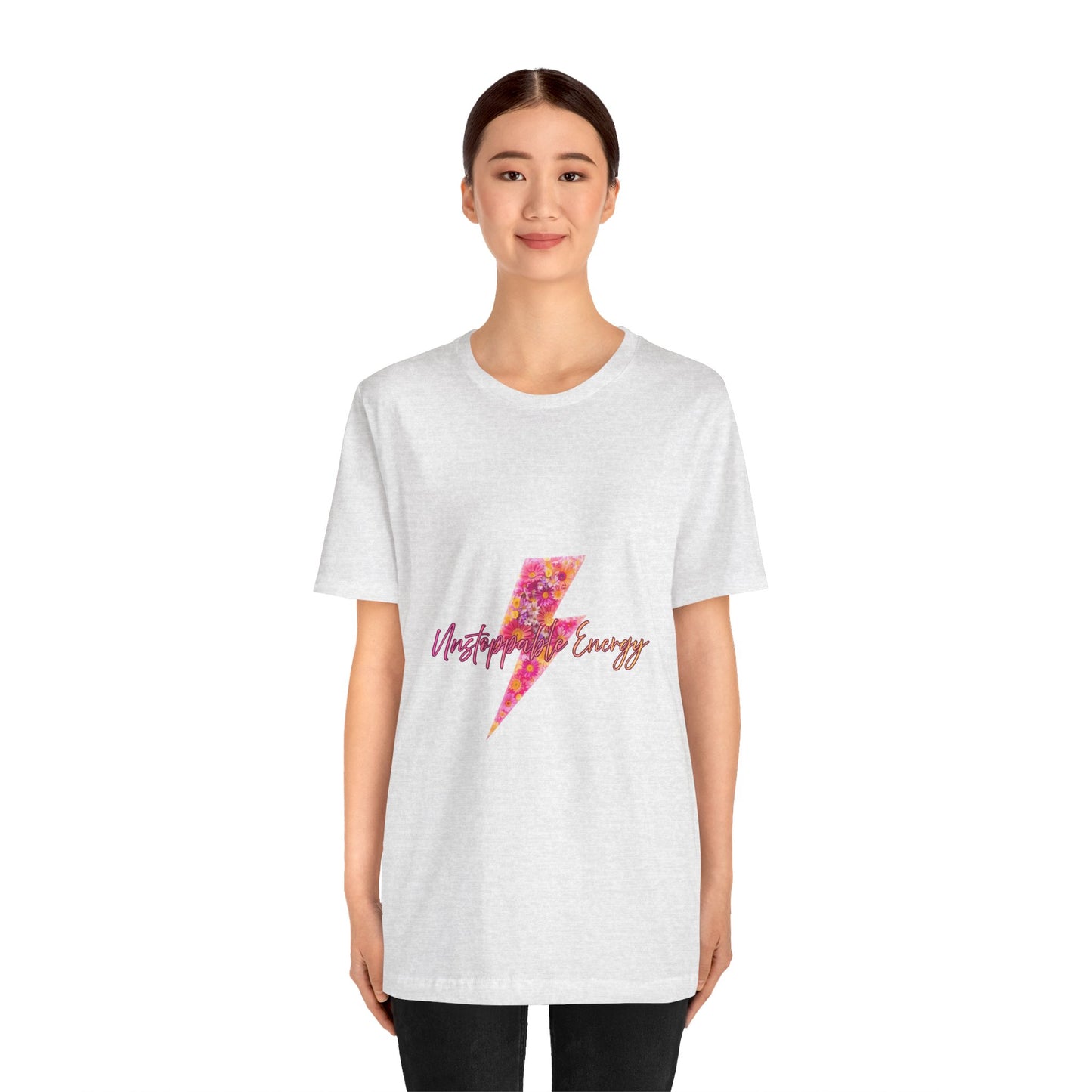 Vintage Floral Lightning Tee — "Unstoppable Energy" Graphic T-Shirt