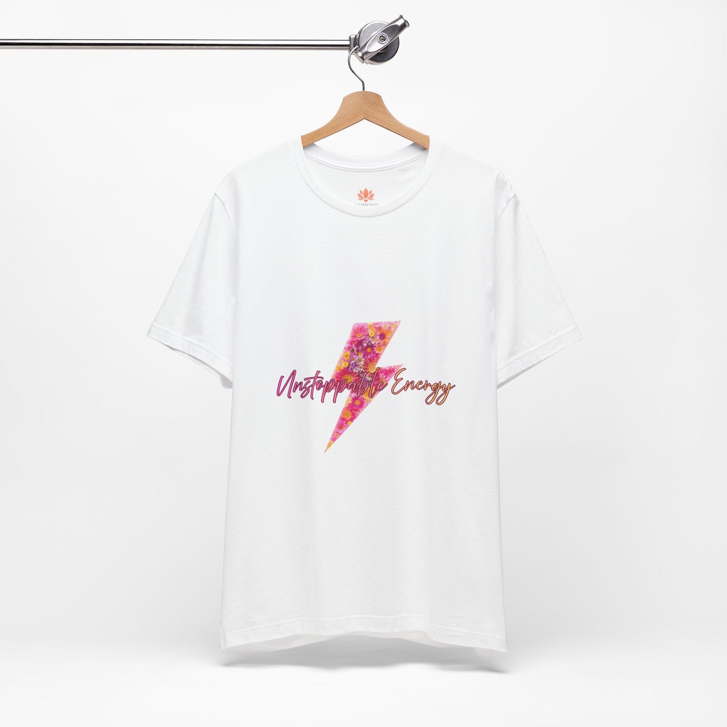 Vintage Floral Lightning Tee — "Unstoppable Energy" Graphic T-Shirt