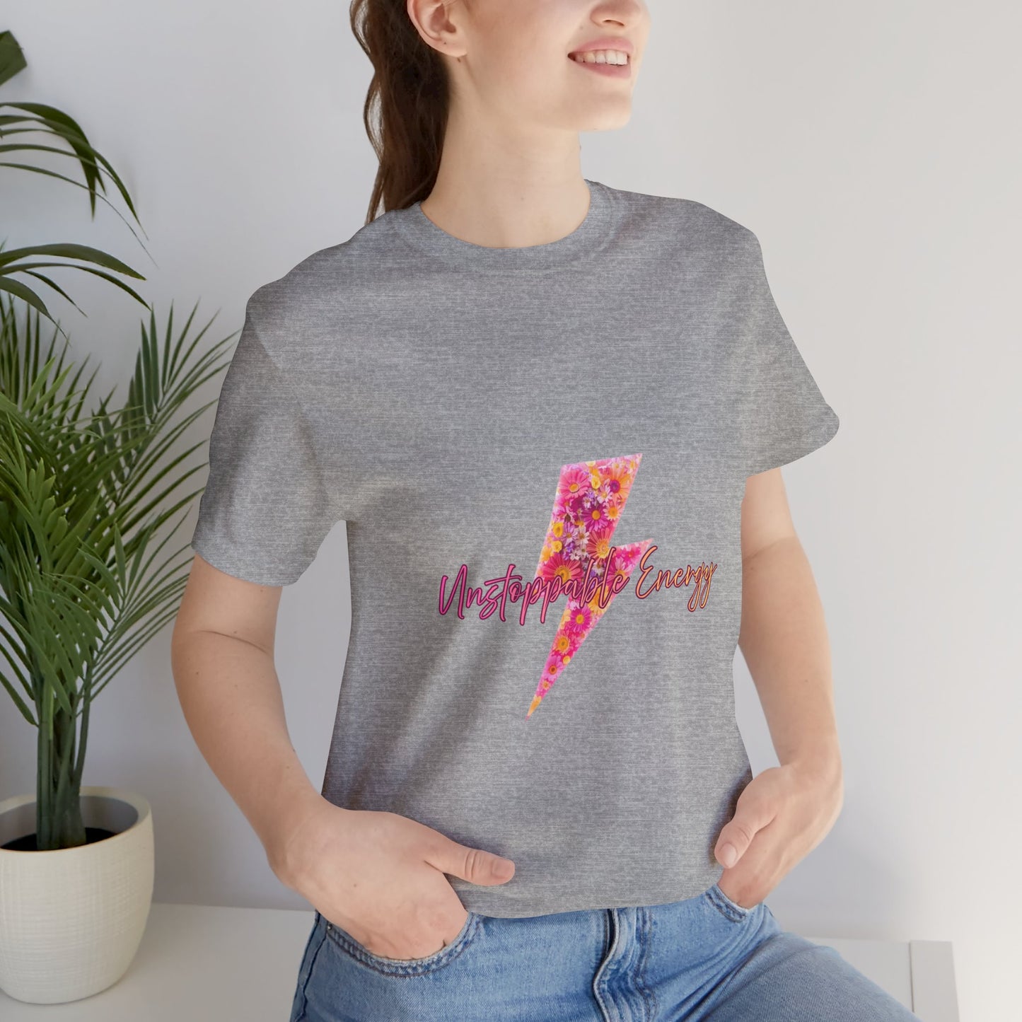 Vintage Floral Lightning Tee — "Unstoppable Energy" Graphic T-Shirt