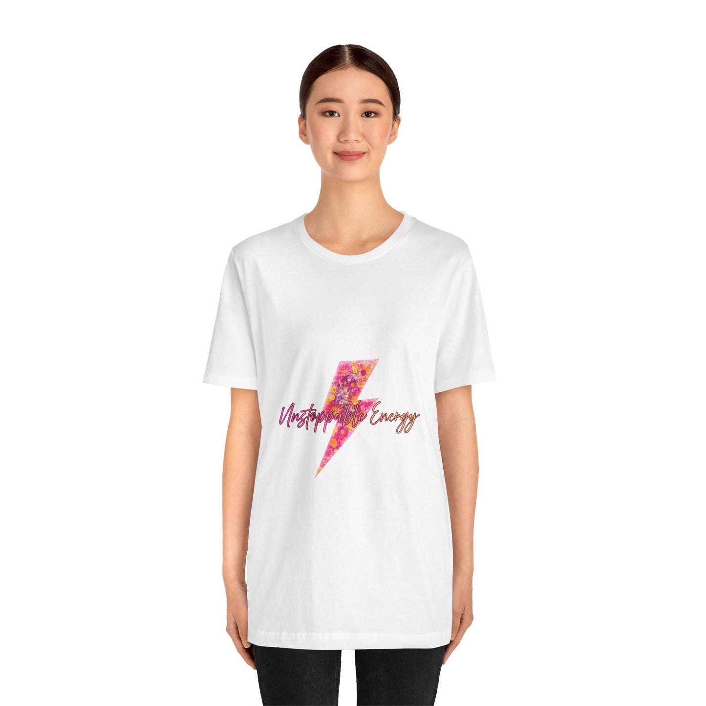 Vintage Floral Lightning Tee — "Unstoppable Energy" Graphic T-Shirt