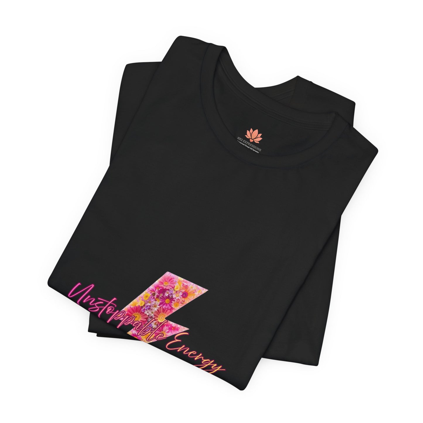 Vintage Floral Lightning Tee — "Unstoppable Energy" Graphic T-Shirt