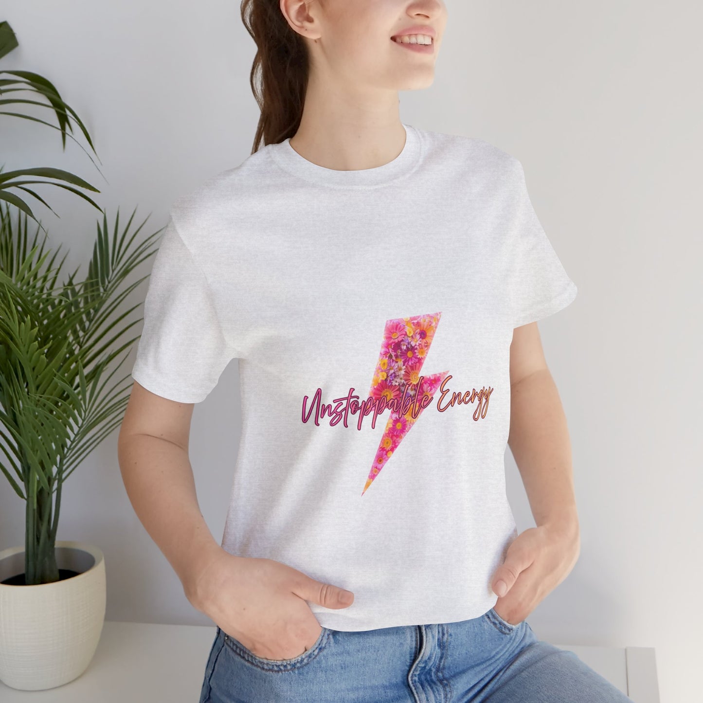 Vintage Floral Lightning Tee — "Unstoppable Energy" Graphic T-Shirt