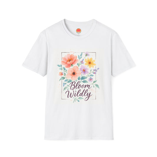 Bloom Wildly Floral T-Shirt, Softstyle Tee, Boho Top, Gift for Nature Lovers, Spring Fashion, Everyday Wear, Flower Shirt