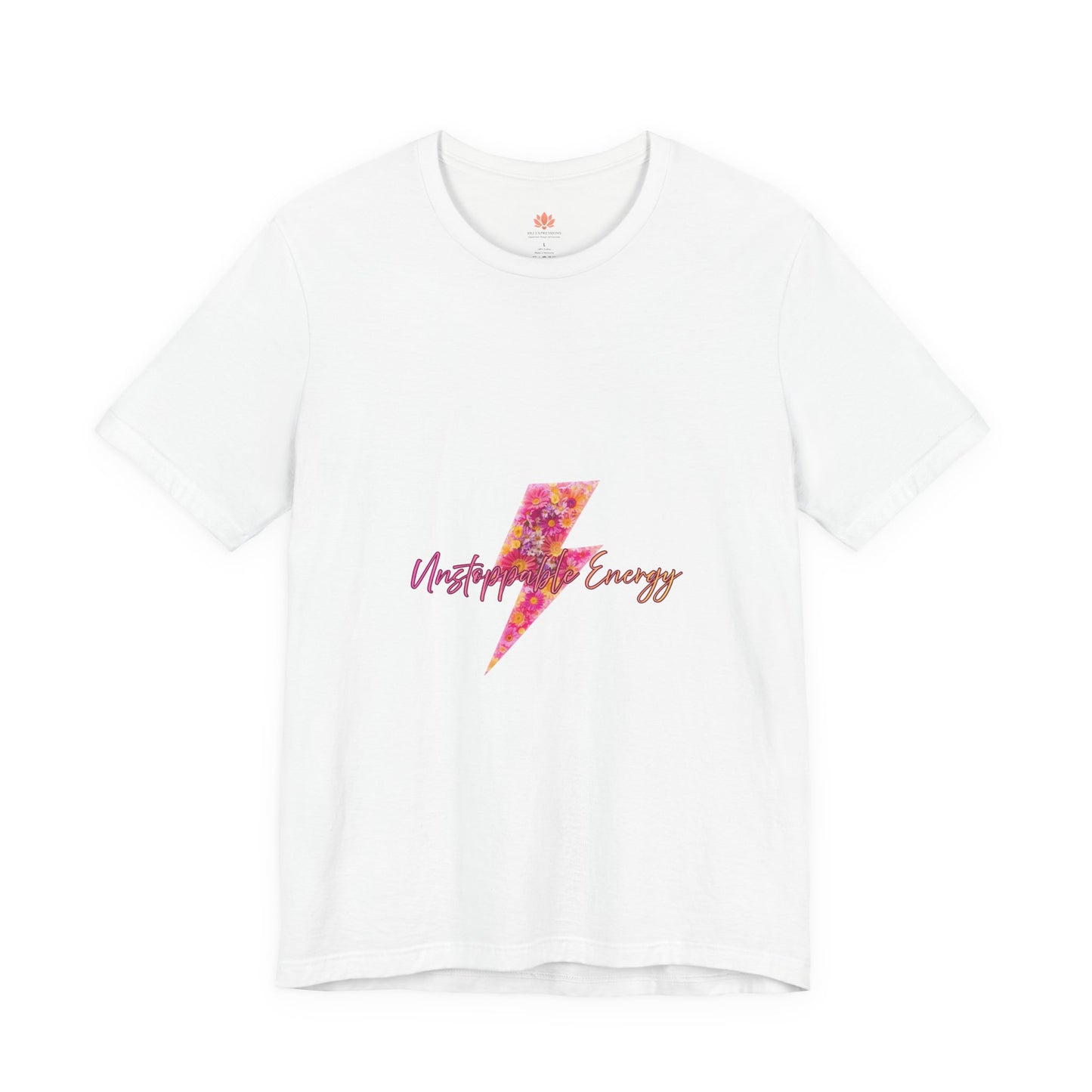 Vintage Floral Lightning Tee — "Unstoppable Energy" Graphic T-Shirt