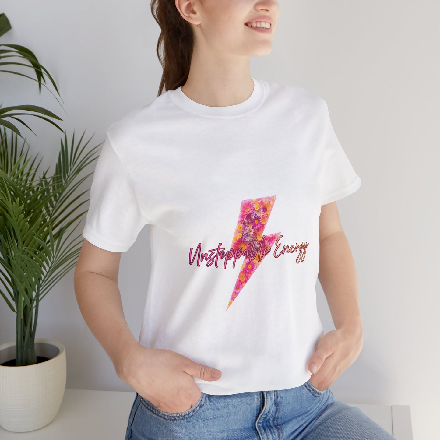 Vintage Floral Lightning Tee — "Unstoppable Energy" Graphic T-Shirt