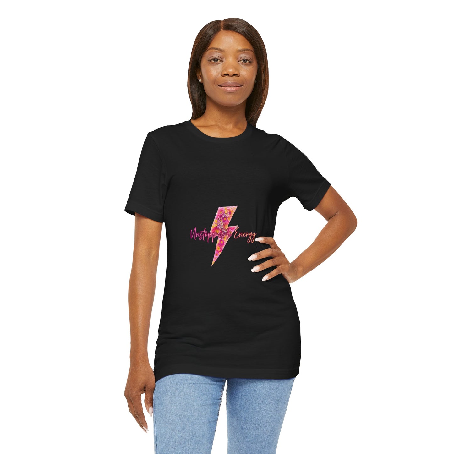 Vintage Floral Lightning Tee — "Unstoppable Energy" Graphic T-Shirt