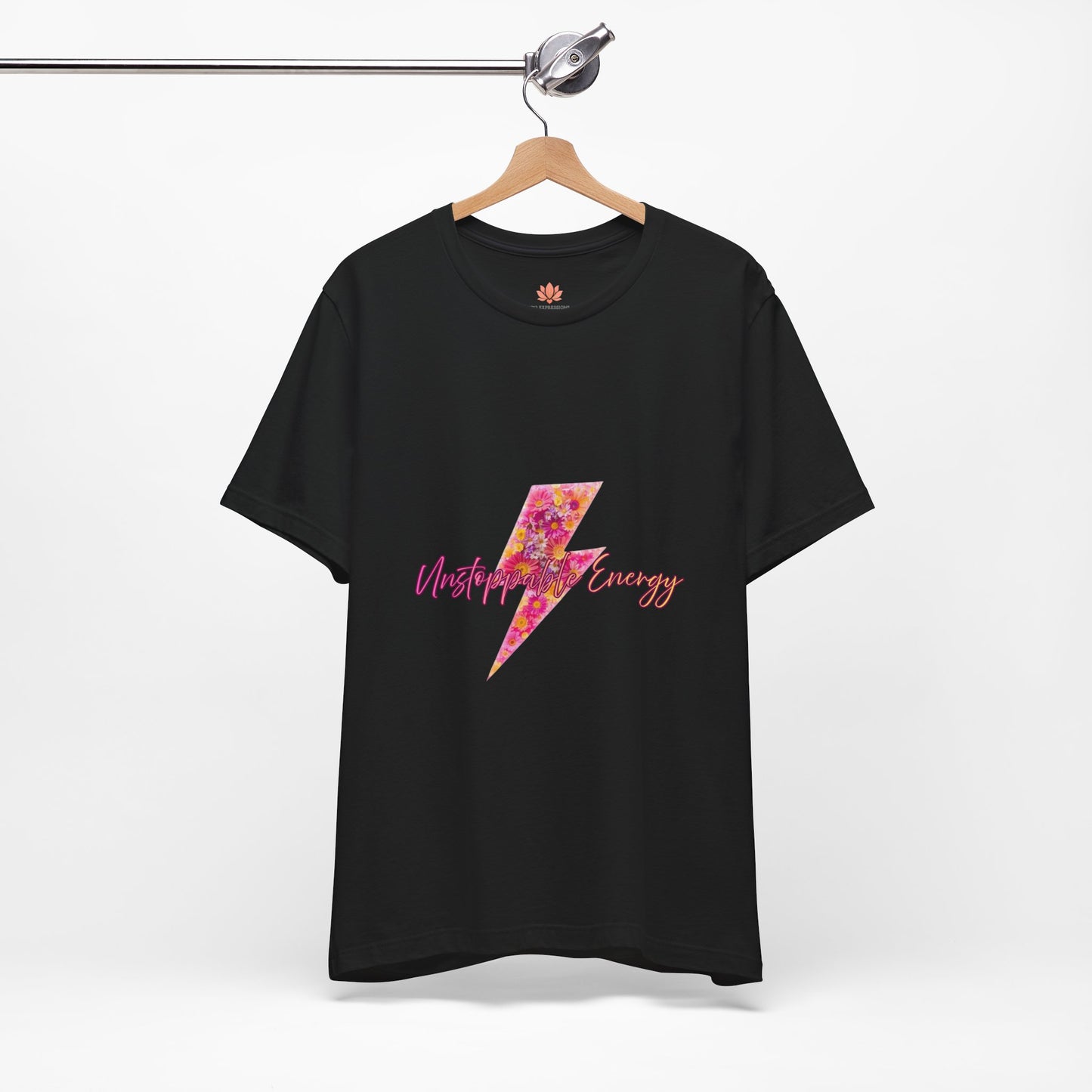 Vintage Floral Lightning Tee — "Unstoppable Energy" Graphic T-Shirt