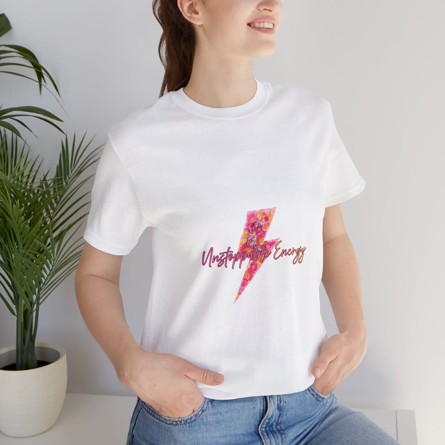 Vintage Floral Lightning Tee — "Unstoppable Energy" Graphic T-Shirt