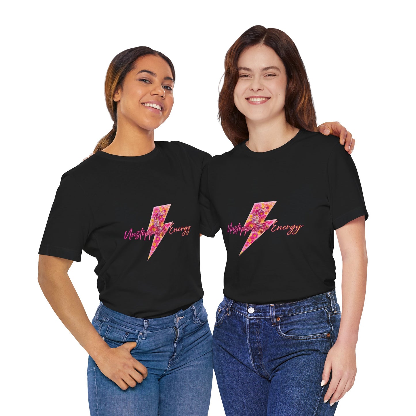Vintage Floral Lightning Tee — "Unstoppable Energy" Graphic T-Shirt