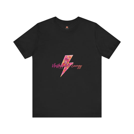 Vintage Floral Lightning Tee — "Unstoppable Energy" Graphic T-Shirt