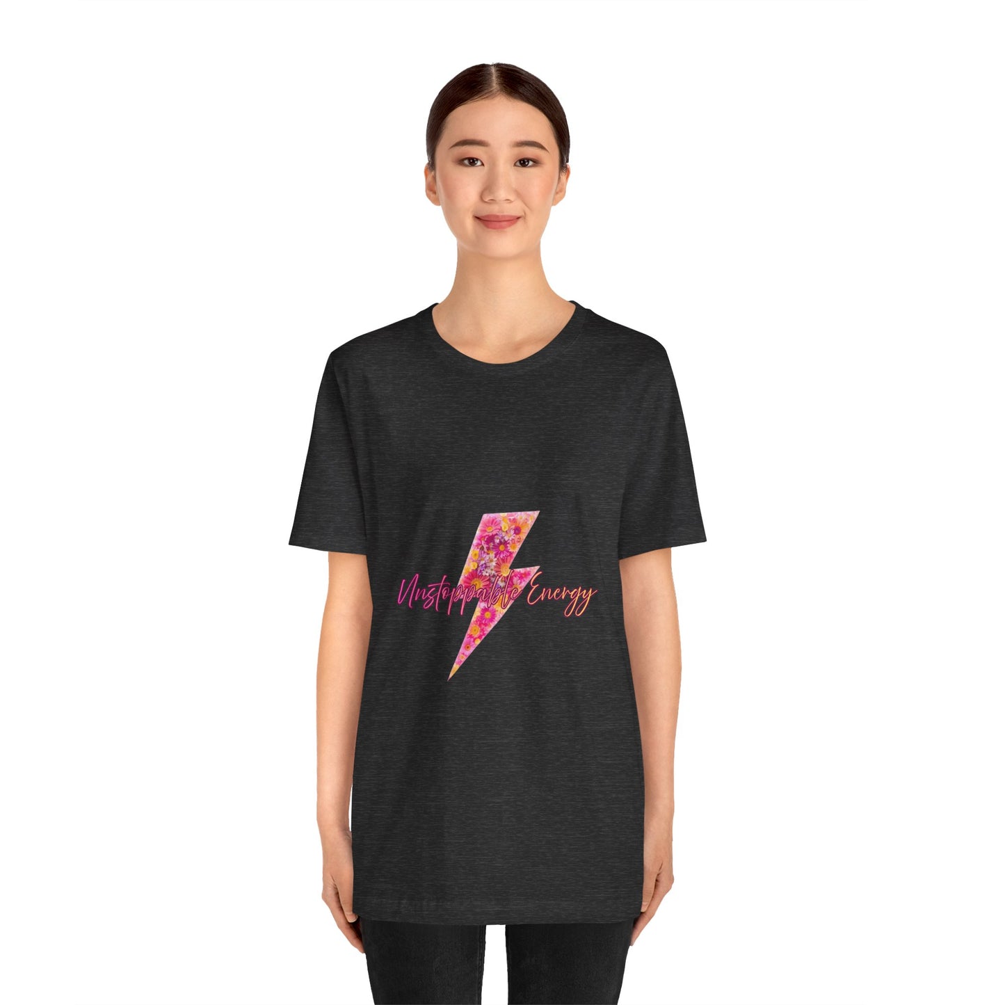 Vintage Floral Lightning Tee — "Unstoppable Energy" Graphic T-Shirt