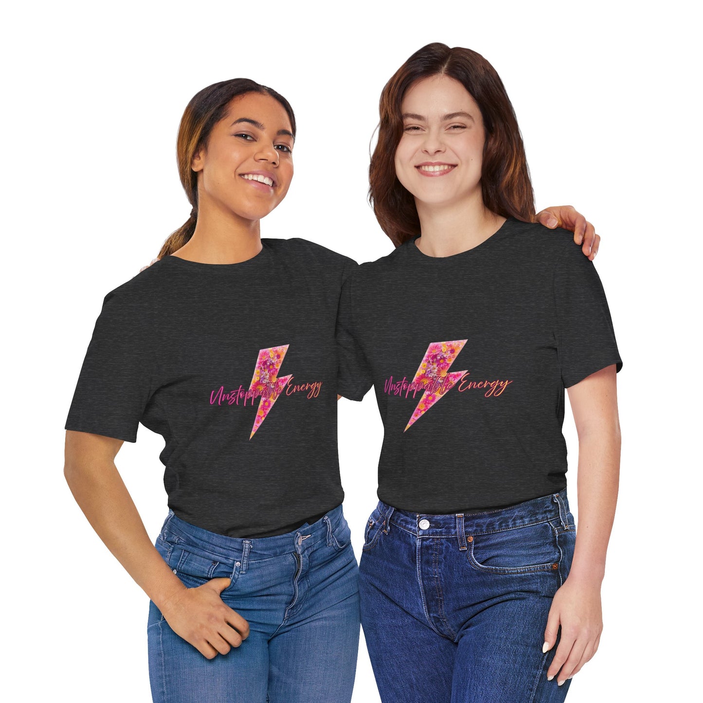 Vintage Floral Lightning Tee — "Unstoppable Energy" Graphic T-Shirt
