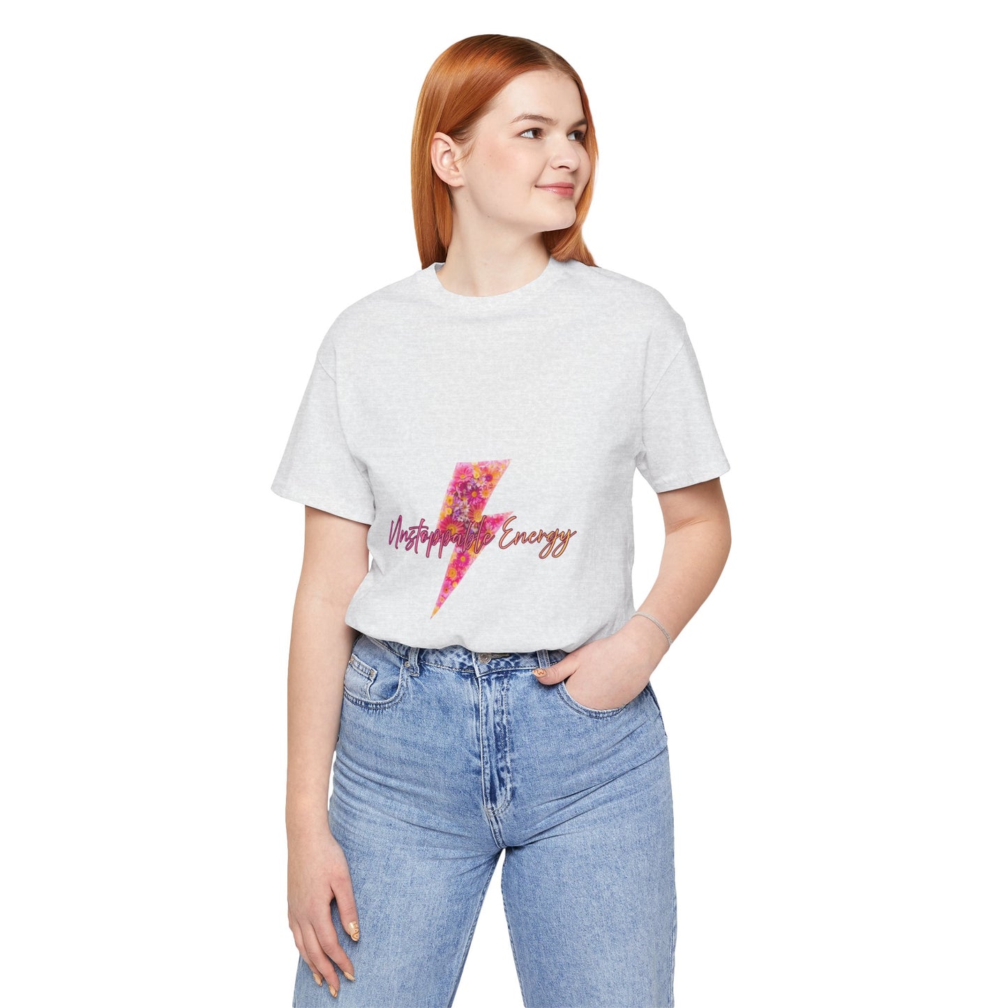 Vintage Floral Lightning Tee — "Unstoppable Energy" Graphic T-Shirt