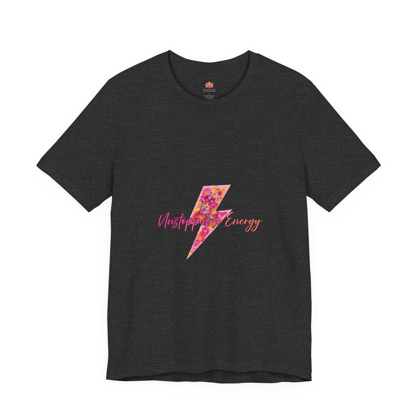 Vintage Floral Lightning Tee — "Unstoppable Energy" Graphic T-Shirt