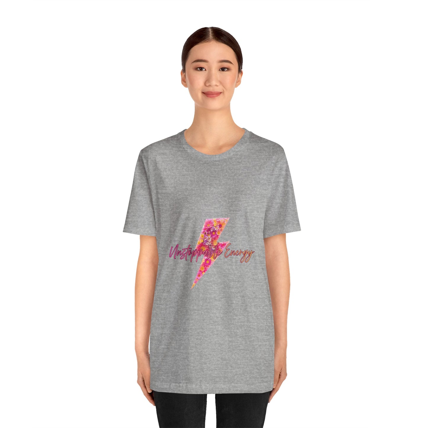 Vintage Floral Lightning Tee — "Unstoppable Energy" Graphic T-Shirt