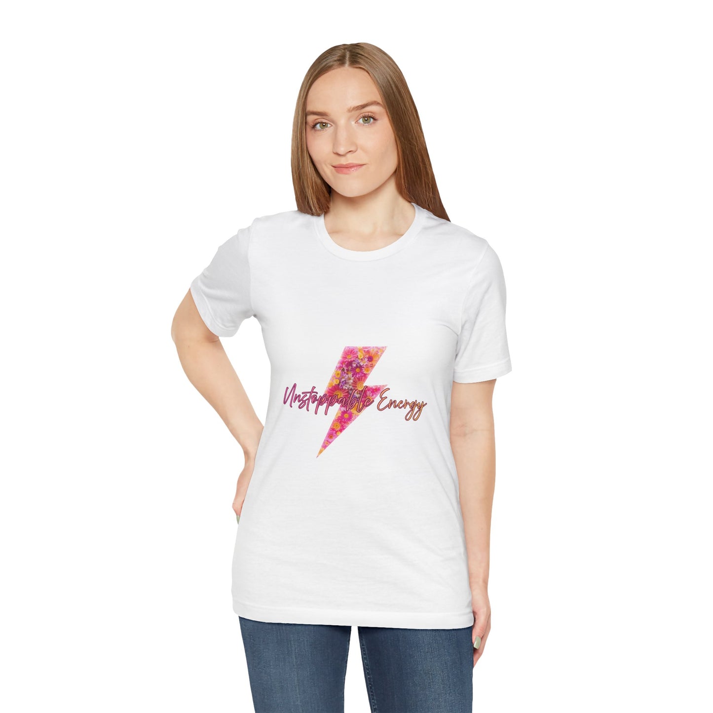 Vintage Floral Lightning Tee — "Unstoppable Energy" Graphic T-Shirt