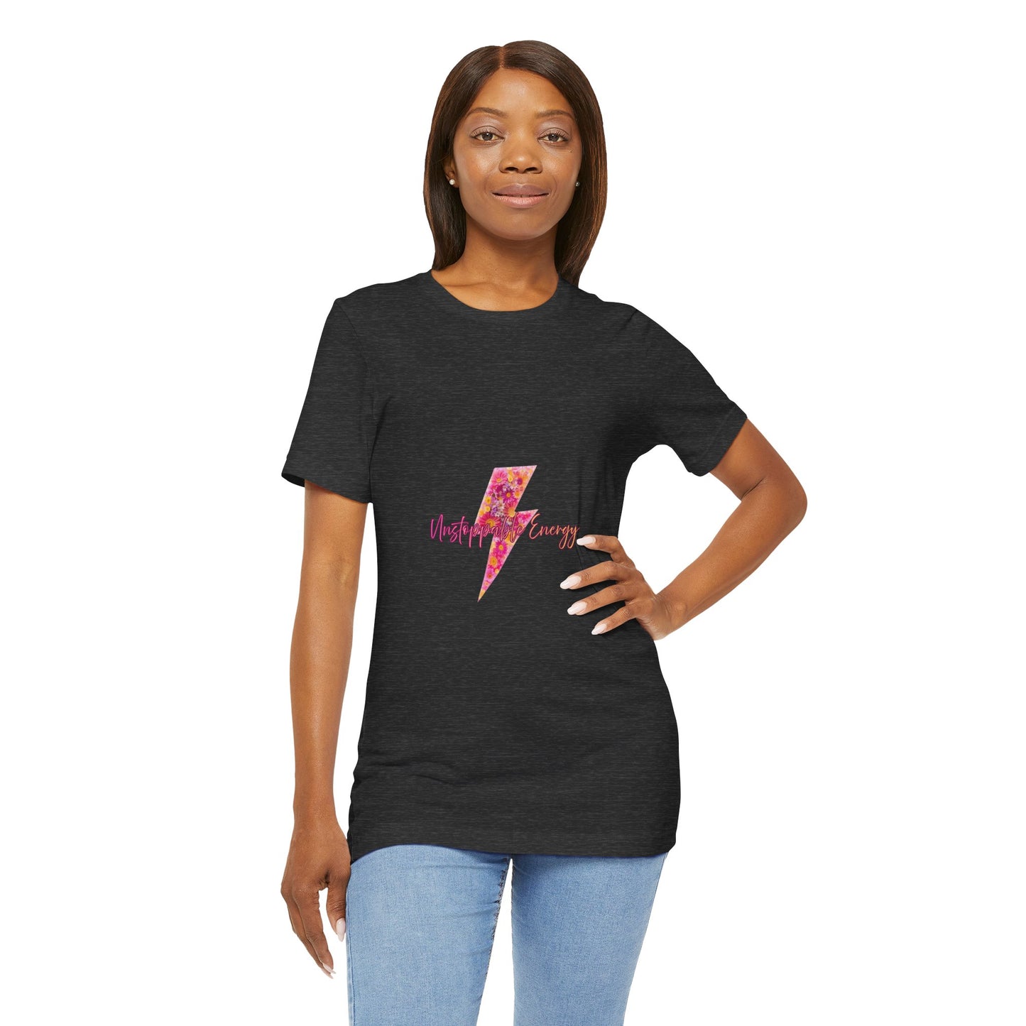 Vintage Floral Lightning Tee — "Unstoppable Energy" Graphic T-Shirt