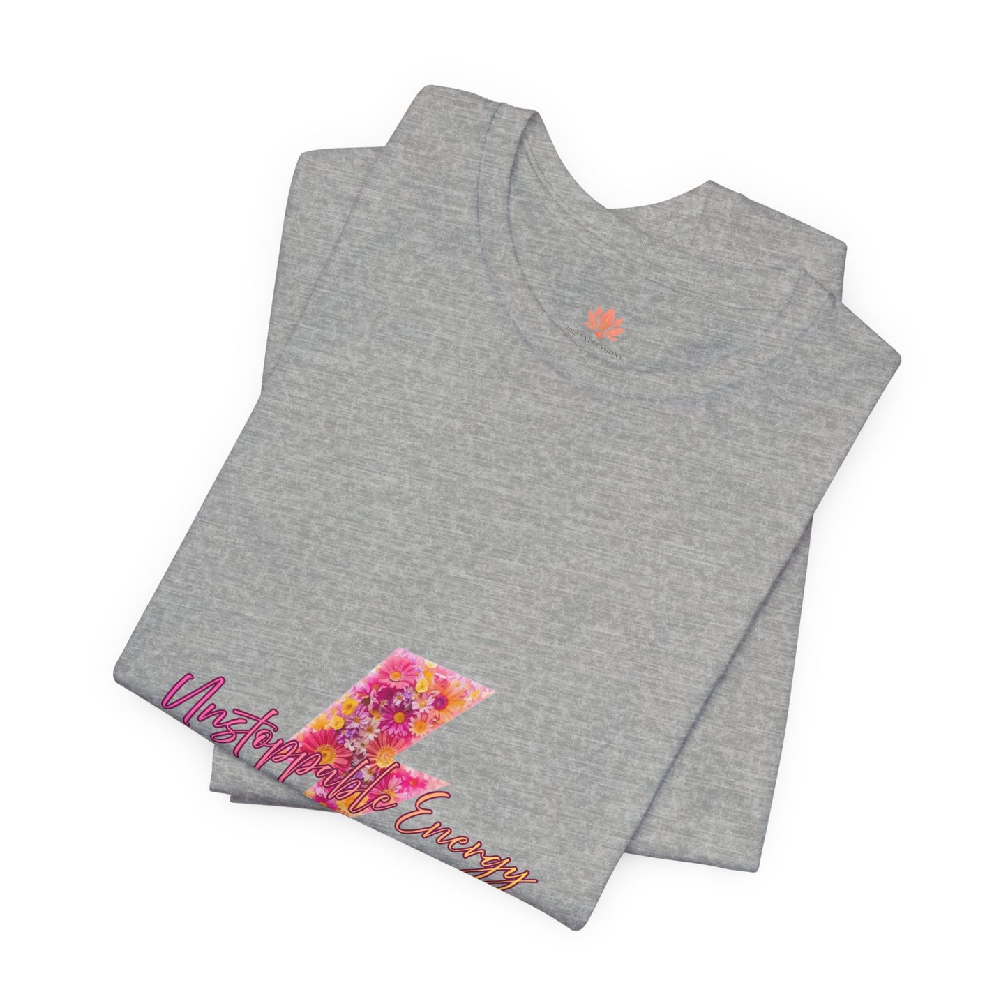 Vintage Floral Lightning Tee — "Unstoppable Energy" Graphic T-Shirt