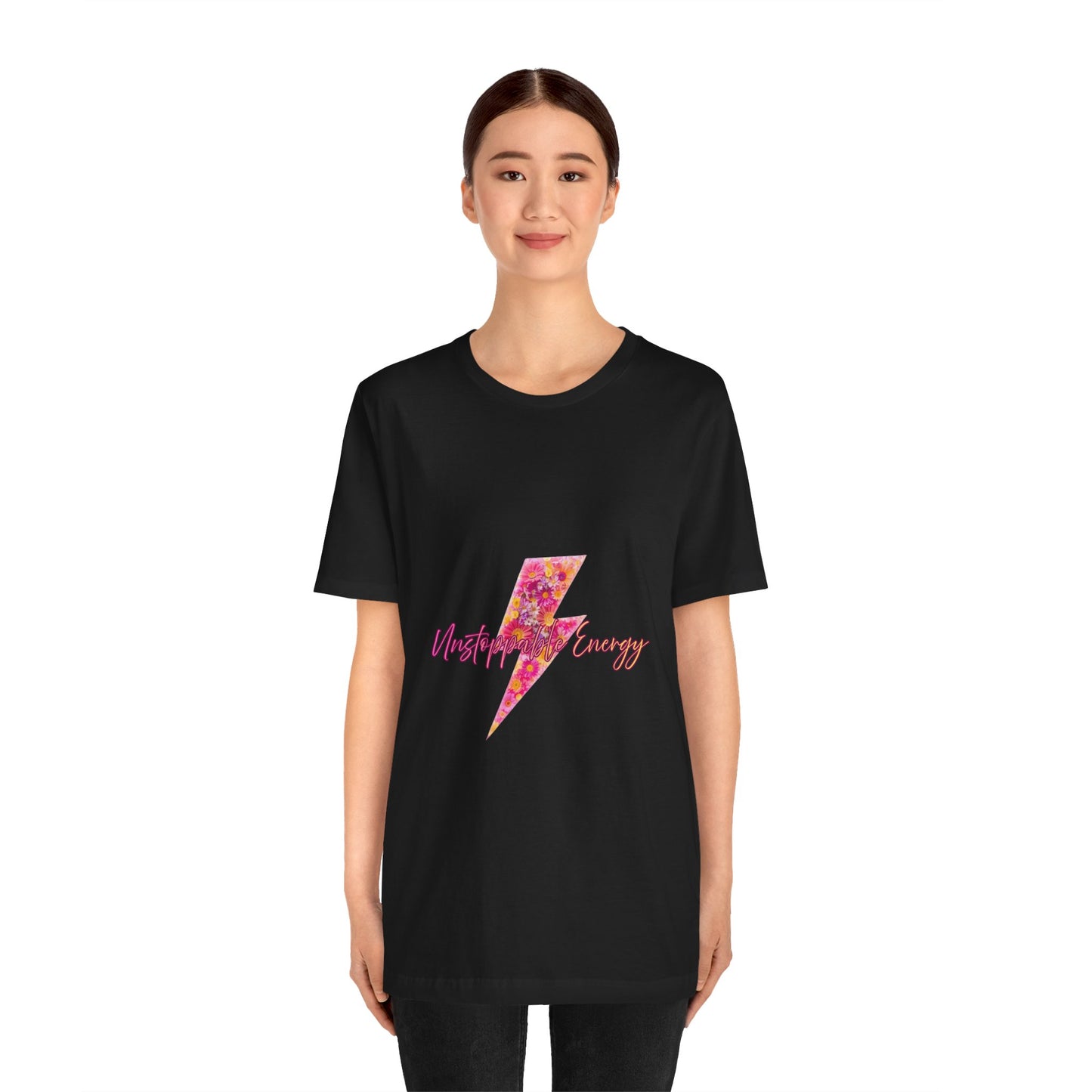 Vintage Floral Lightning Tee — "Unstoppable Energy" Graphic T-Shirt