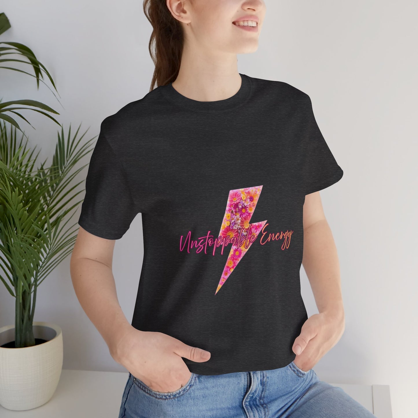 Vintage Floral Lightning Tee — "Unstoppable Energy" Graphic T-Shirt
